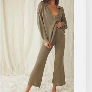 Free People sage green picnic Sweater Set